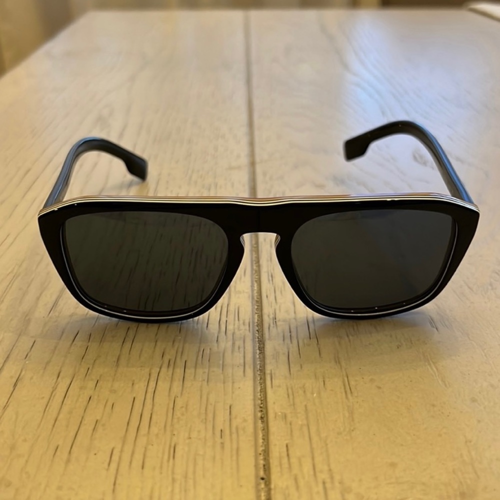 Burberry Stripe Detail Square Frame Sunglasses